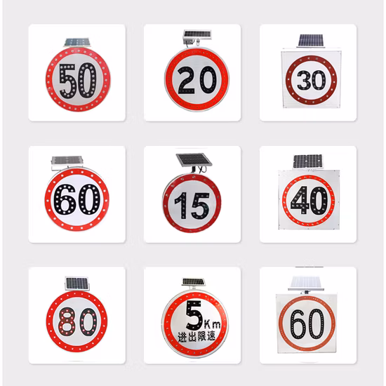 Hochwertiges solarbetriebenes Verkehrsschild aus Aluminium für den Außenbereich